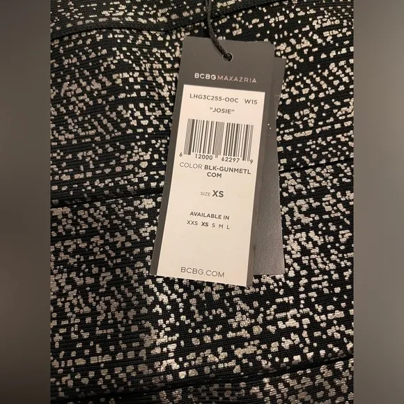 NWT BCBGMaxazria Josie Bodycon Mini Skirt Black Gun Metal Size XS
