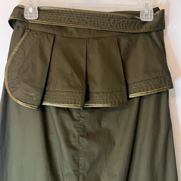 NWT ENGLISH FACTORY WOMENS GREEN FAUX WRAP PLEATED HI-LOW SKIRT SMALL POCKETS