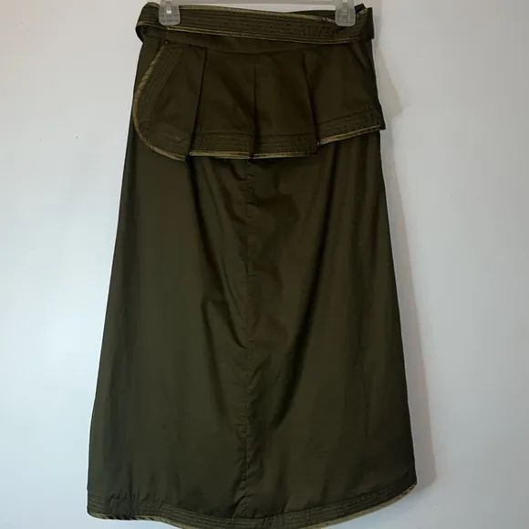 NWT ENGLISH FACTORY WOMENS GREEN FAUX WRAP PLEATED HI-LOW SKIRT SMALL POCKETS