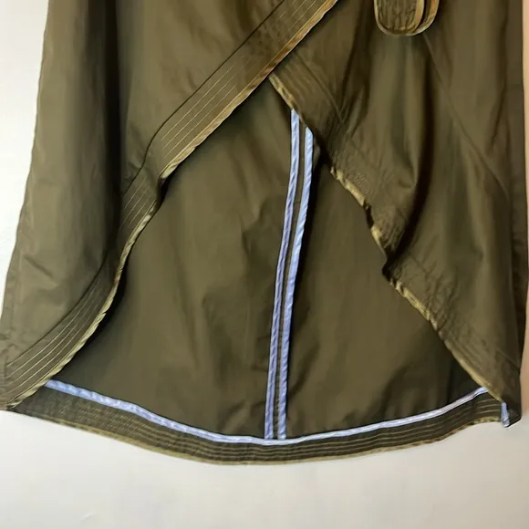 NWT ENGLISH FACTORY WOMENS GREEN FAUX WRAP PLEATED HI-LOW SKIRT SMALL POCKETS