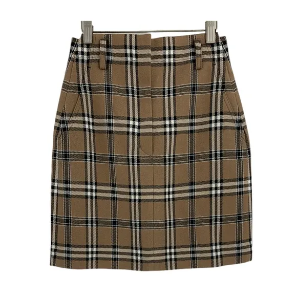 NWT Sandro Paris Sunset Tartan Plaid Camel Mini Skirt