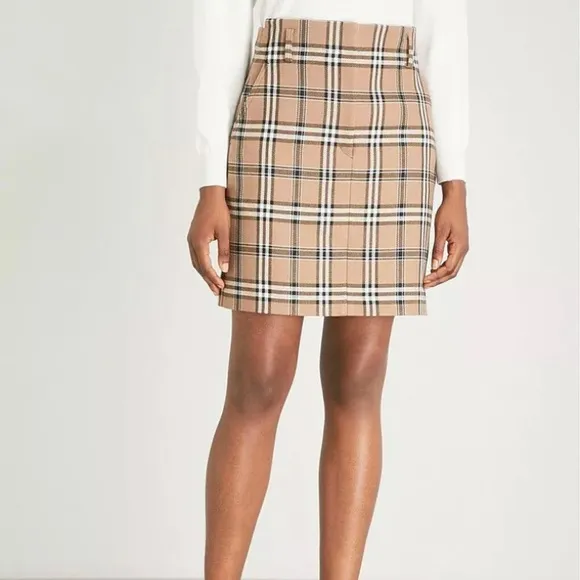 NWT Sandro Paris Sunset Tartan Plaid Camel Mini Skirt