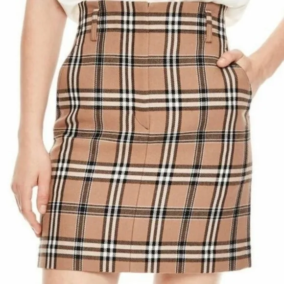 NWT Sandro Paris Sunset Tartan Plaid Camel Mini Skirt
