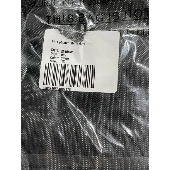 NWT WDNY Women's Size 1X Plus Pleated Midi Skirt Silver Metallic