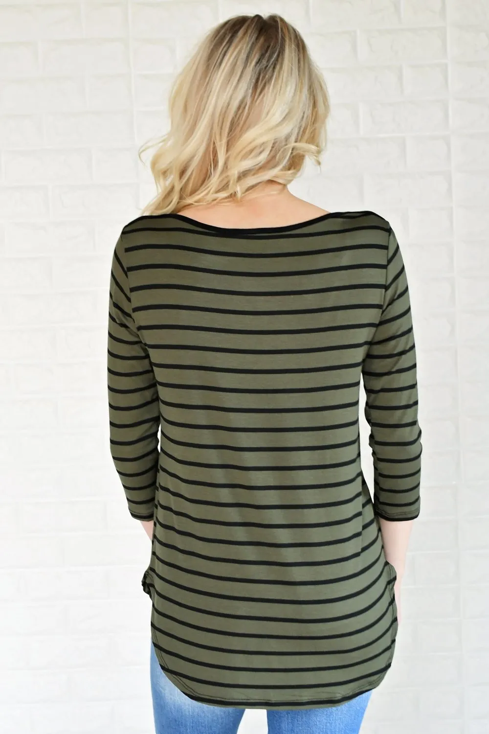 Olive Striped Top
