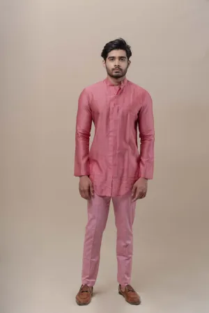 ONION PINK CHANDERI SILK KURTA SET
