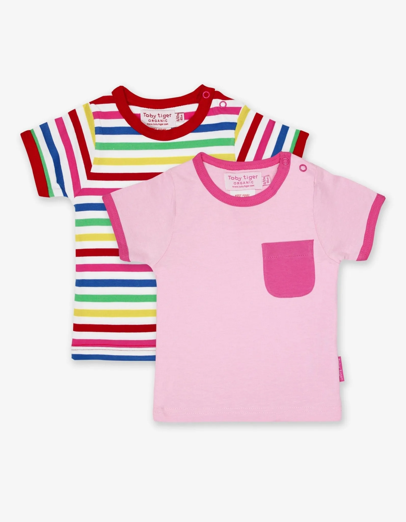 Organic Pink Multi Stripe 2-Pack T-Shirt
