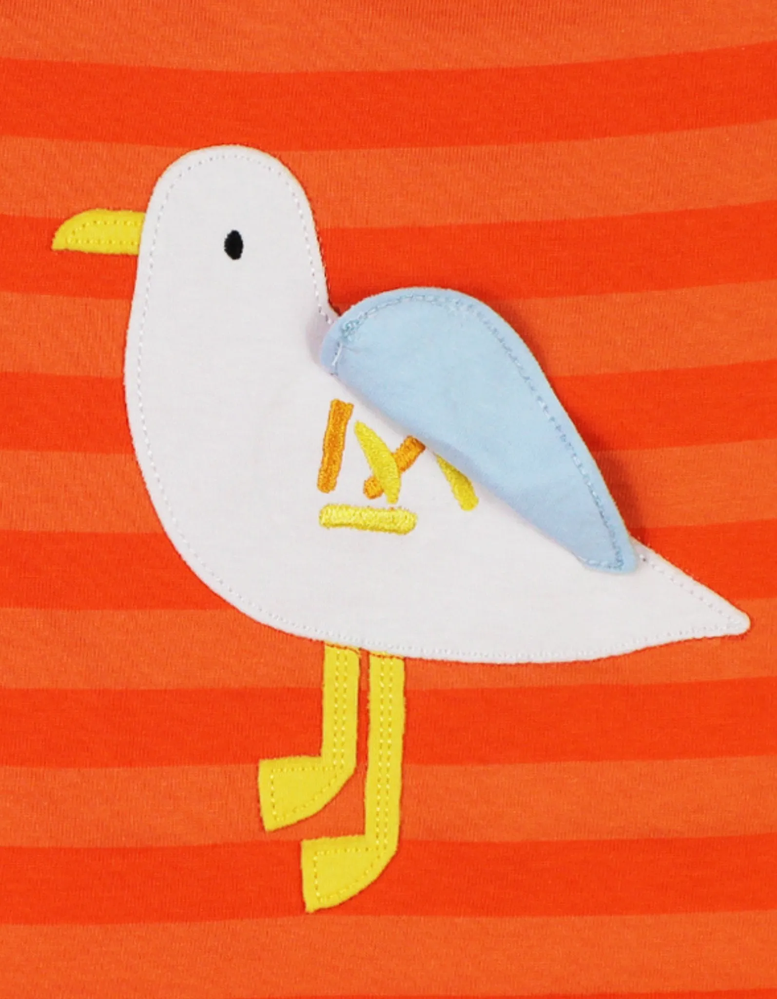 Organic Striped Seagull Applique T-shirt