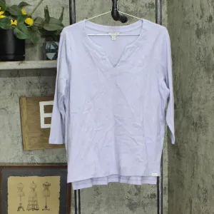 Orvis Ladies Womens 3/4 Sleeve Pima Cotton Tee/Top with Side Slits Purple M