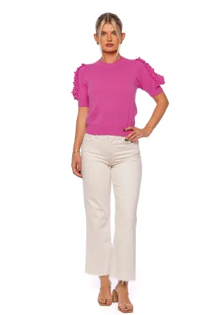 Ottilie Flora Ruffled Cashmere Top