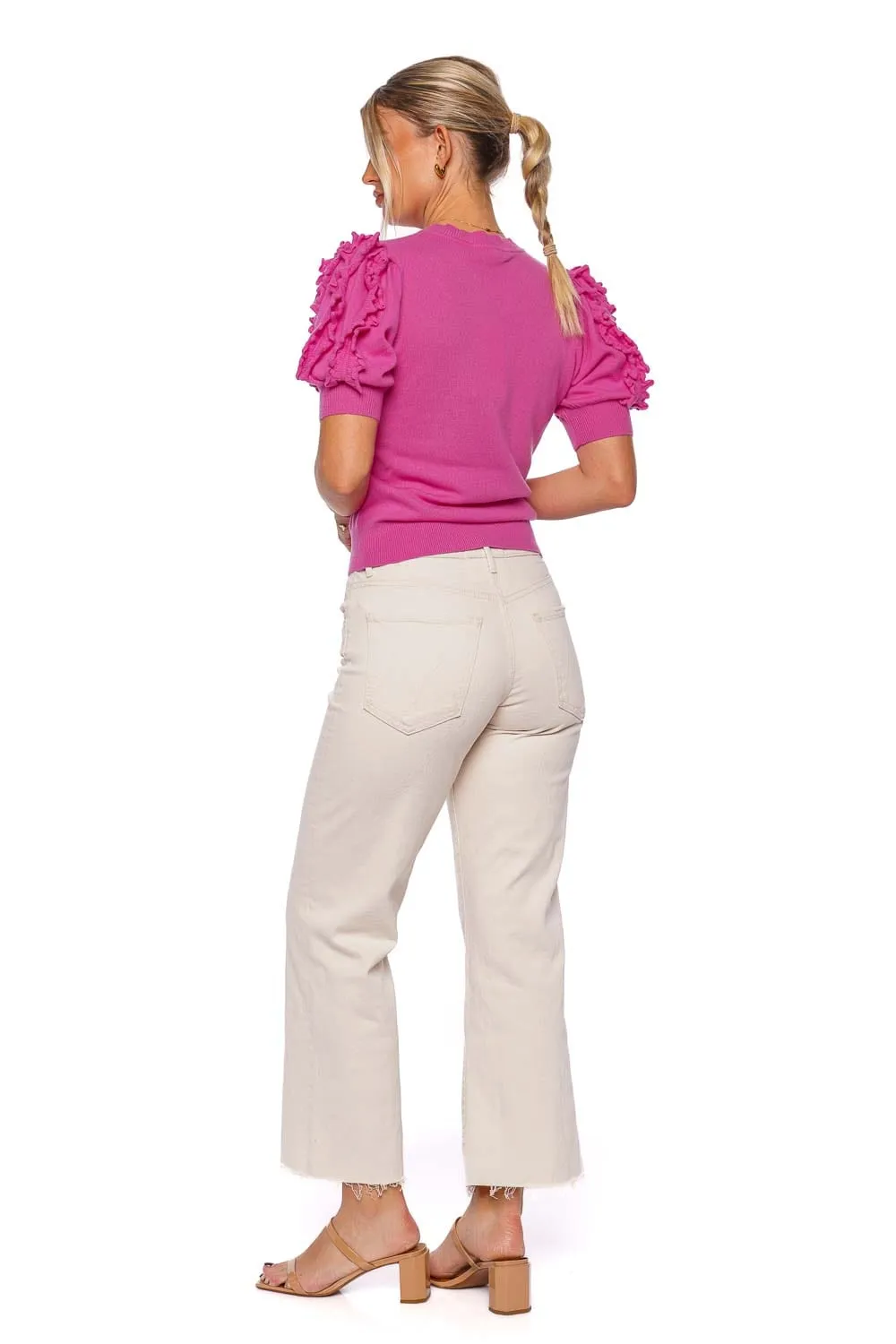 Ottilie Flora Ruffled Cashmere Top