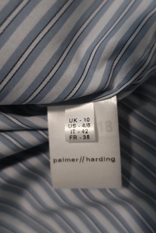 Palmer//Harding Balloon Sleeve Shirt Blue Striped Cotton Blouse Size US 4/6 NEW