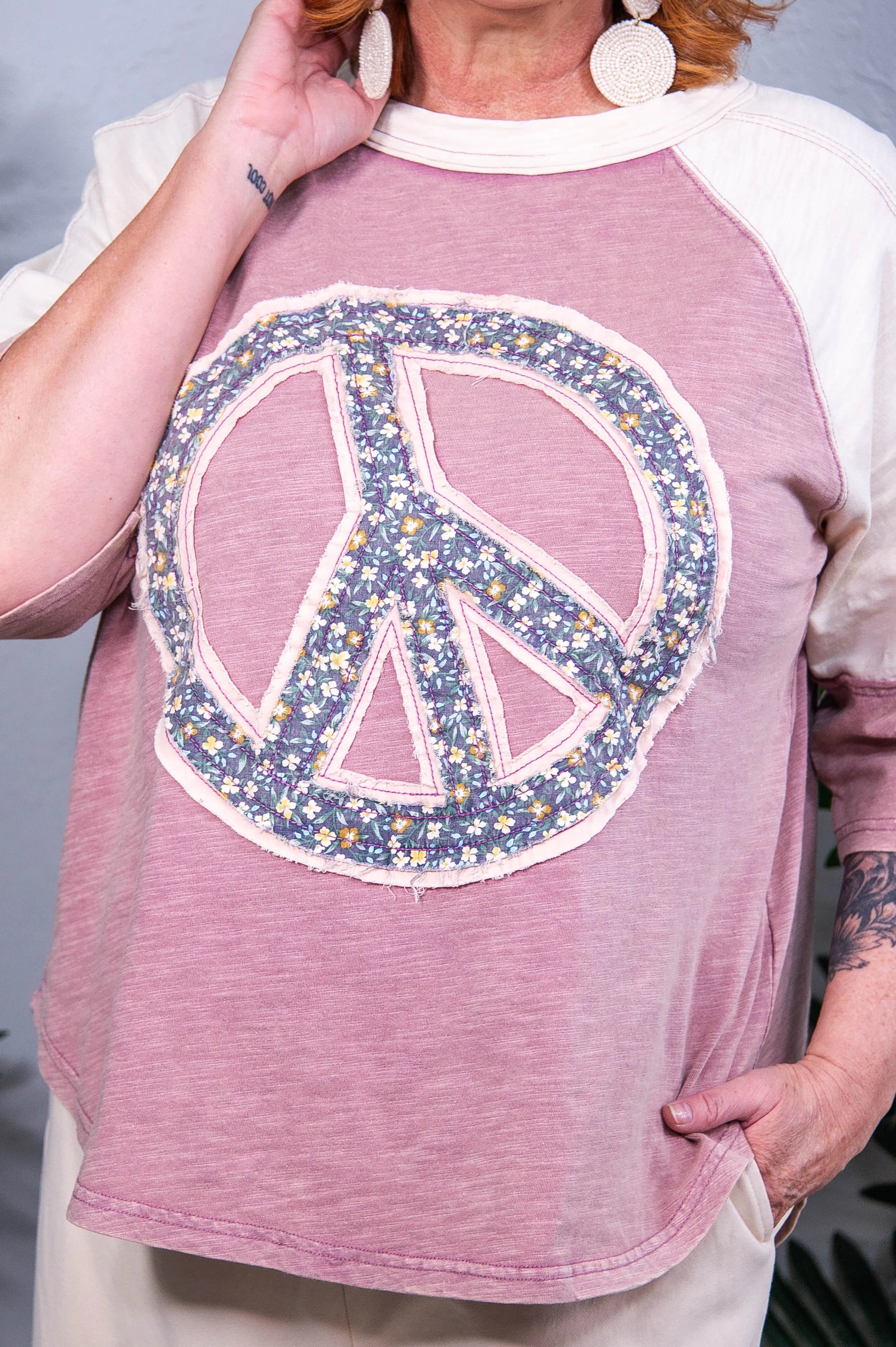 Peace Wishes Sign Patch Mineral Washed T-Shirt