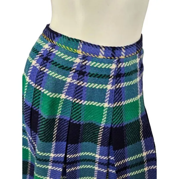 Peerless Sportswear Vintage Wool Plaid Pleated Skirt XS