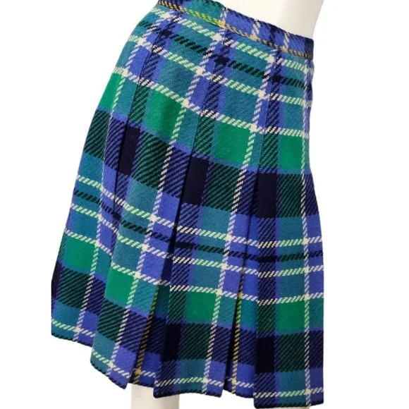 Peerless Sportswear Vintage Wool Plaid Pleated Skirt XS