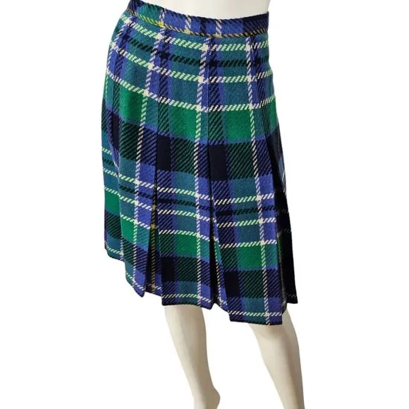 Peerless Sportswear Vintage Wool Plaid Pleated Skirt XS