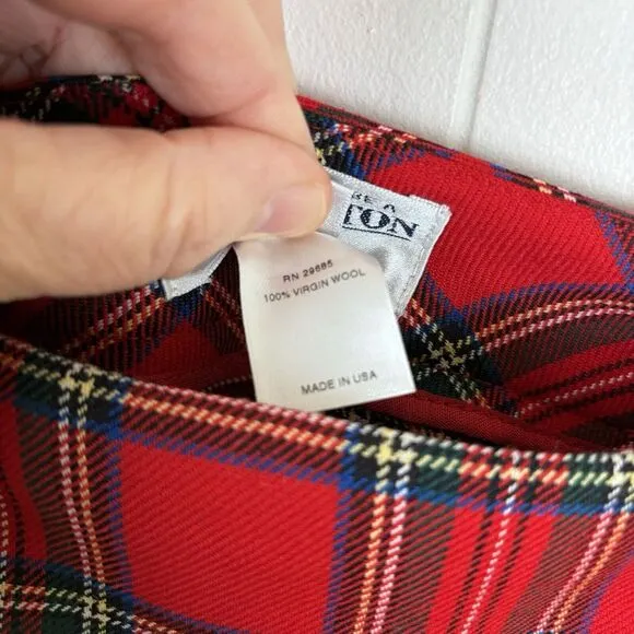 Pendleton 100% Virgin Wool Women's Red Plaid Tartan Pleated Skirt Size‎ 12