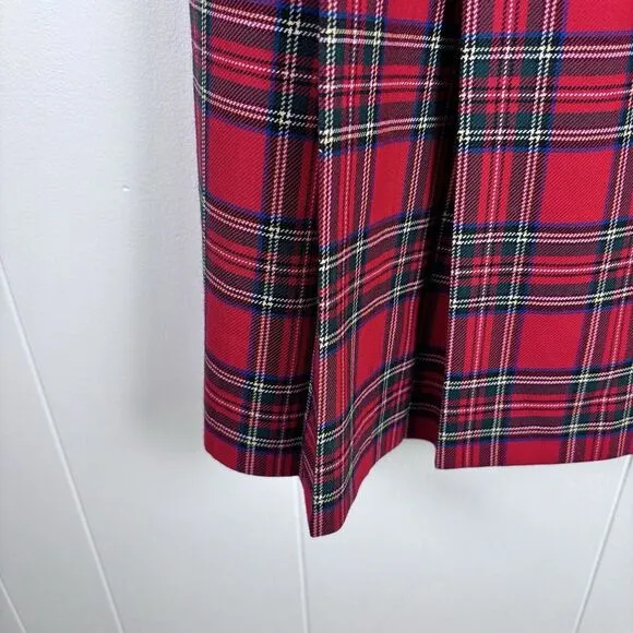 Pendleton 100% Virgin Wool Women's Red Plaid Tartan Pleated Skirt Size‎ 12