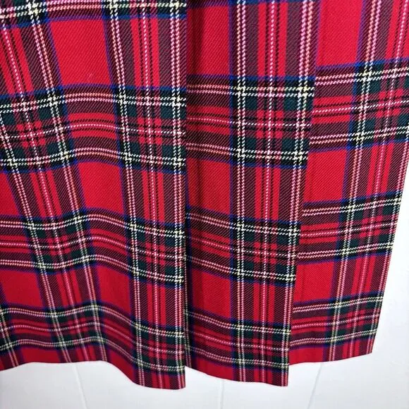 Pendleton 100% Virgin Wool Women's Red Plaid Tartan Pleated Skirt Size‎ 12