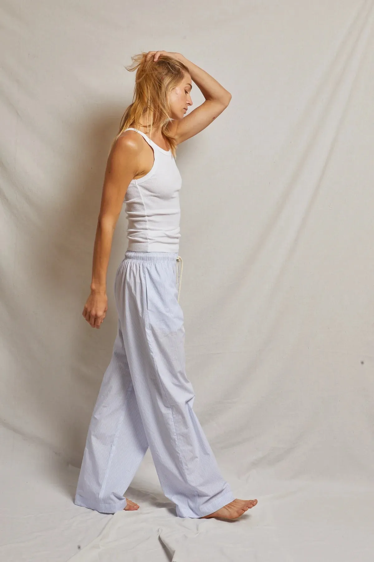 Perfect White Tee Andi Cotton Poplin Stripe Wide Leg Pant