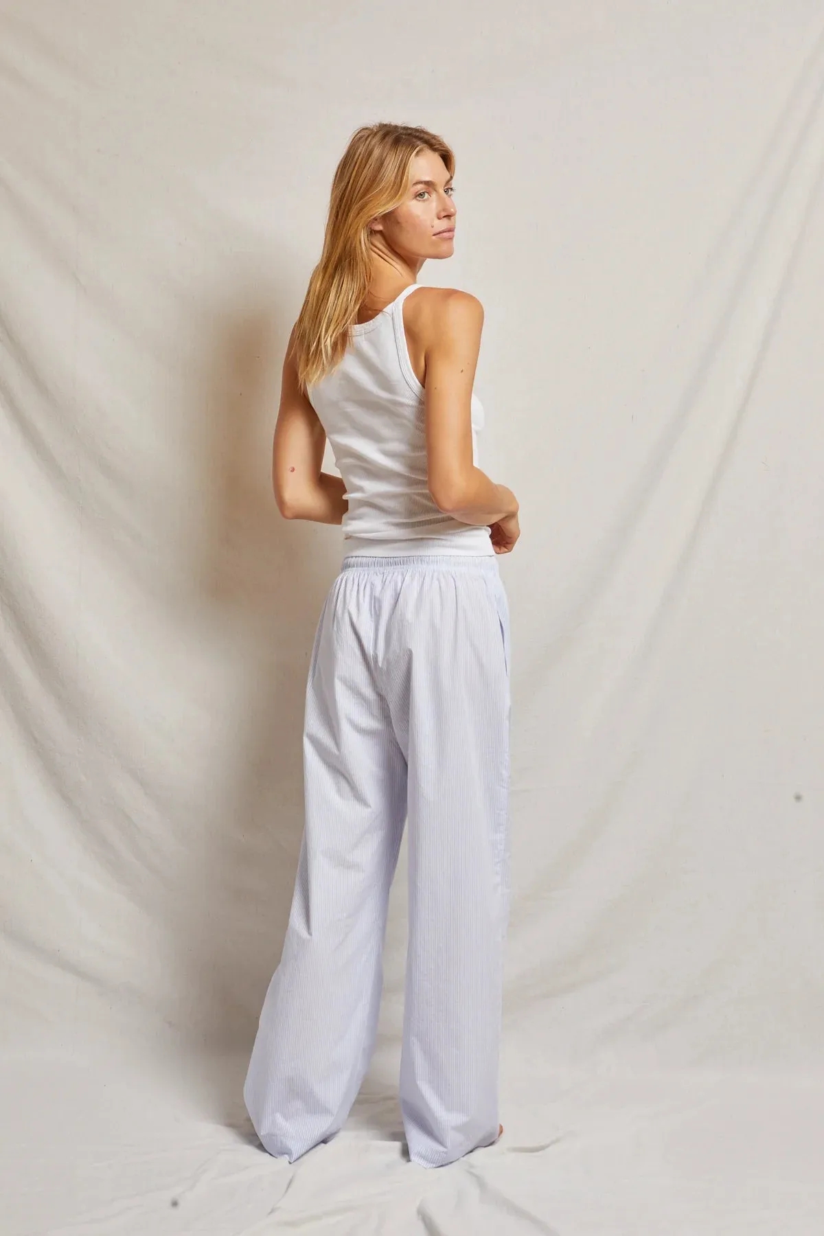 Perfect White Tee Andi Cotton Poplin Stripe Wide Leg Pant