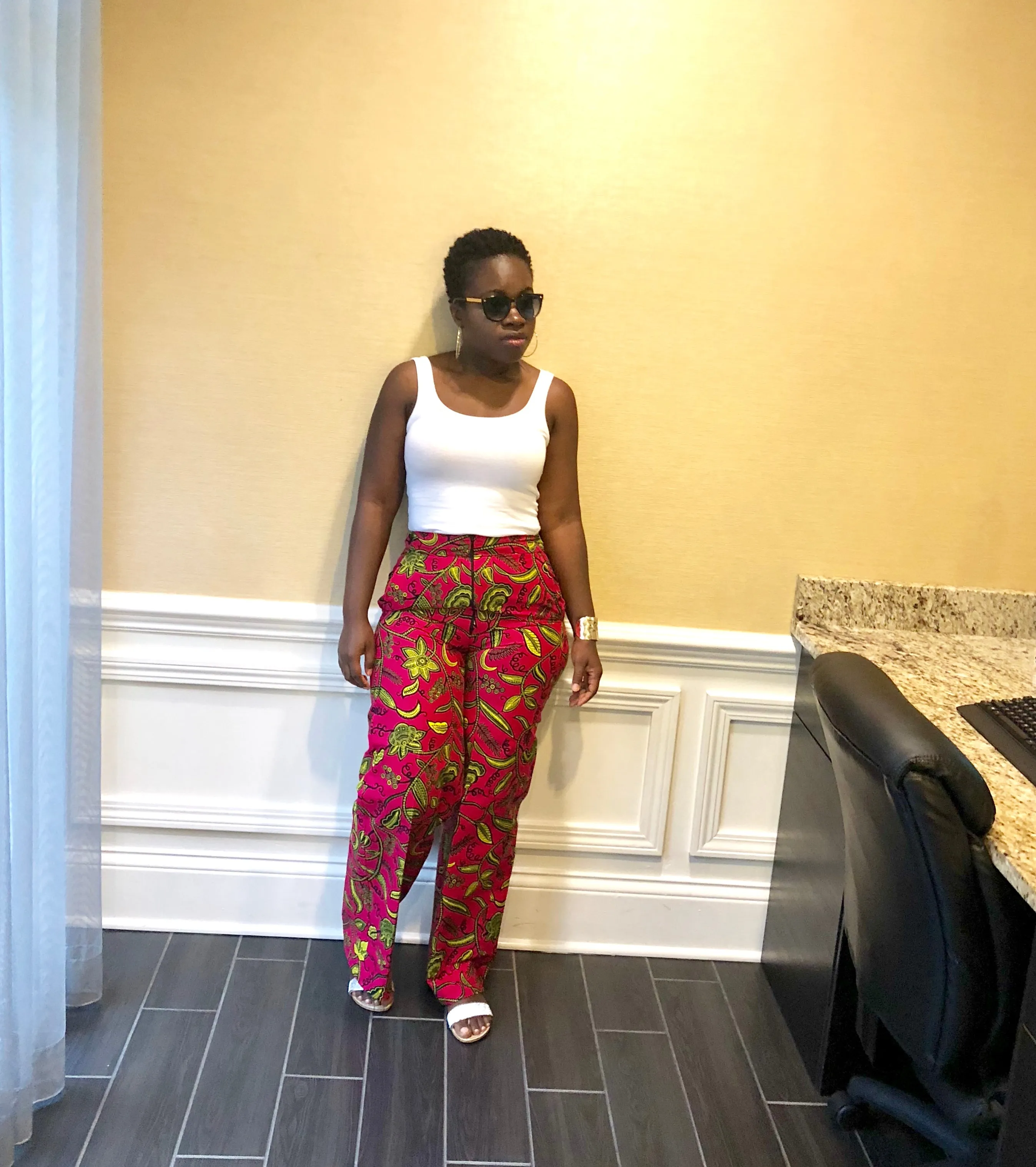 Pink ankara wide leg pant/crop wrap top set