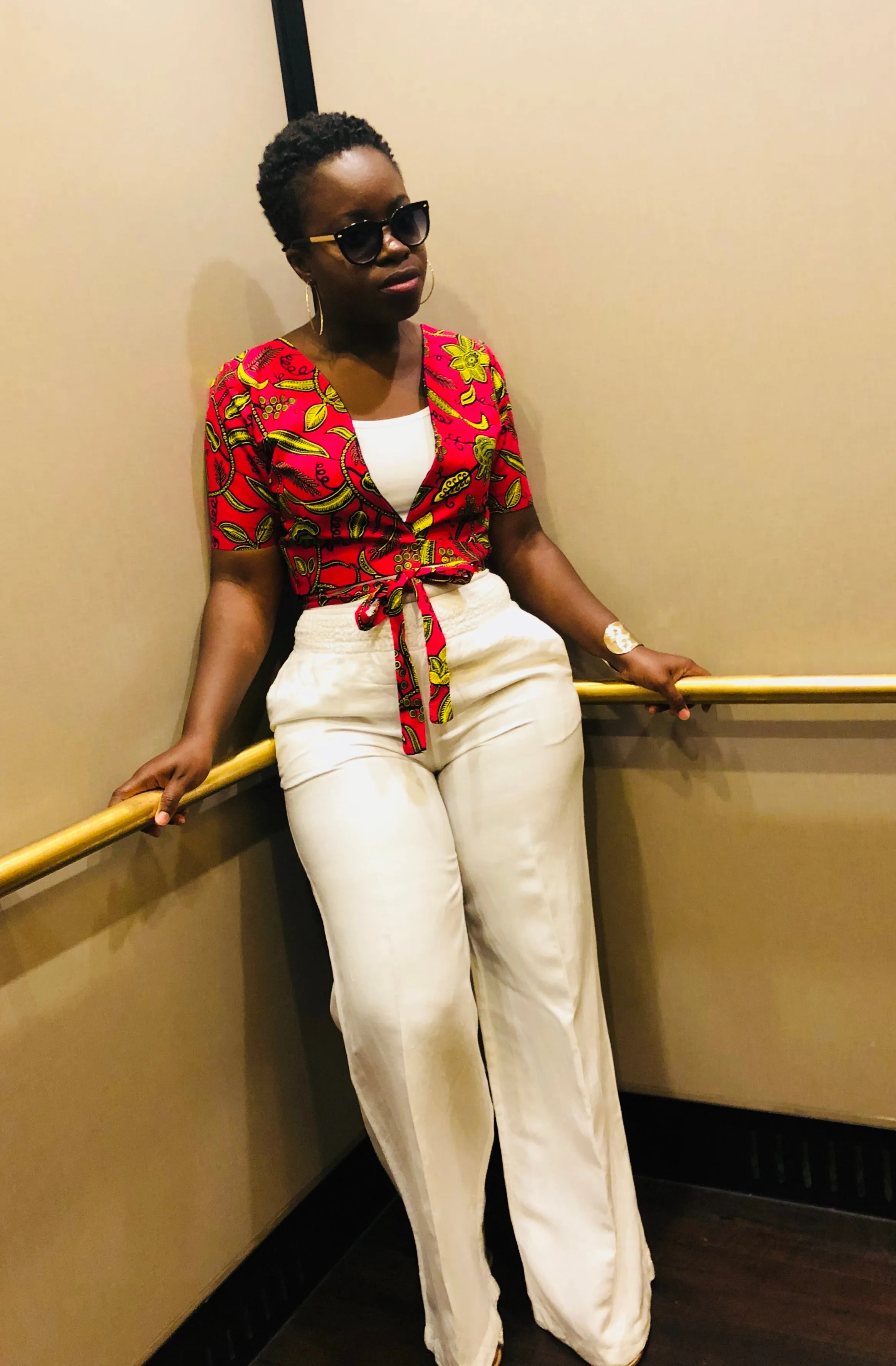 Pink ankara wide leg pant/crop wrap top set