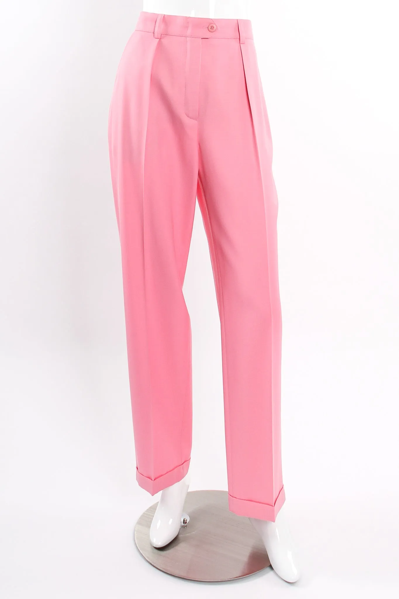 Pink Cuffed Pleat Pant
