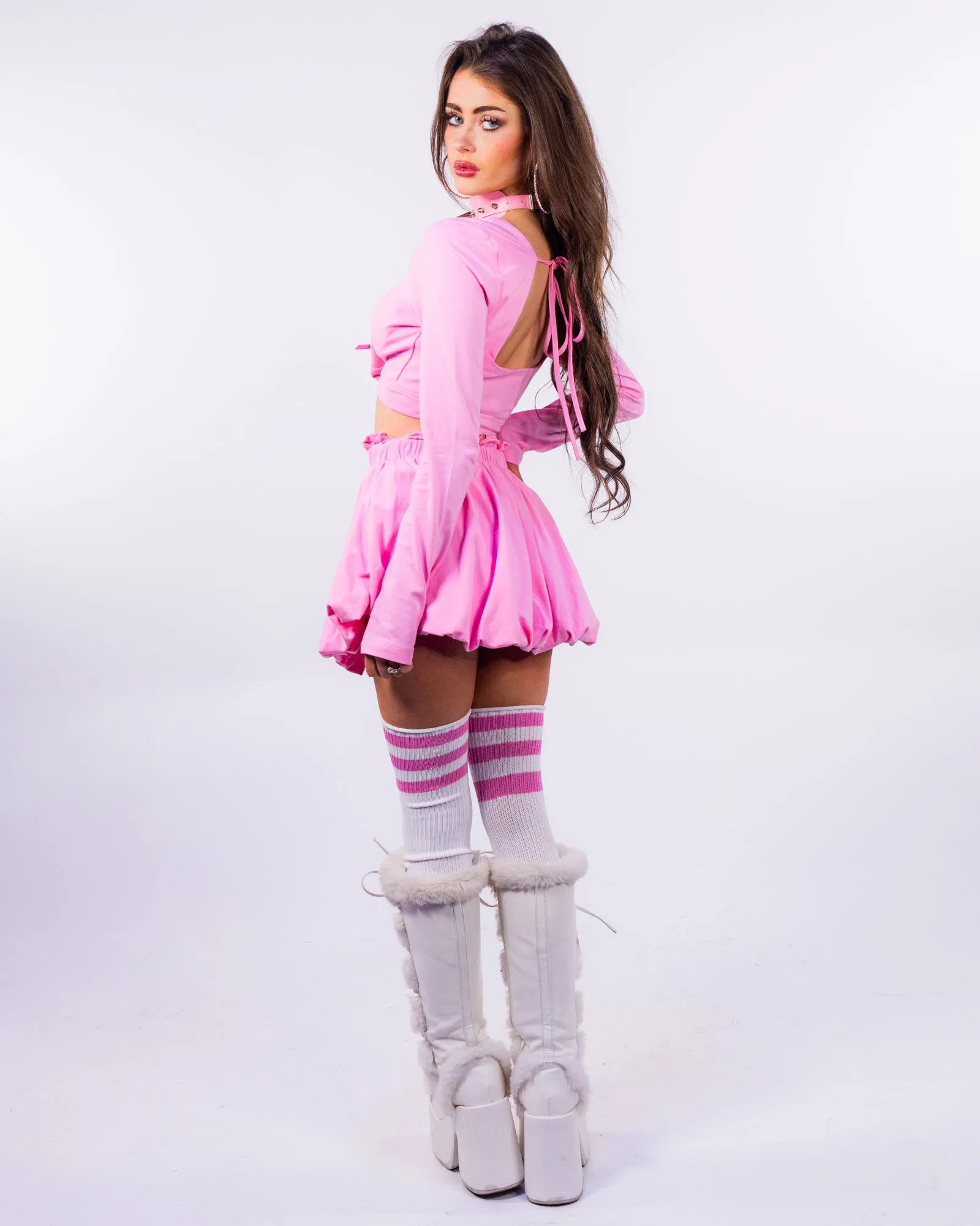 Pink Delight Women's 2pc Baby Pink Skirt Set