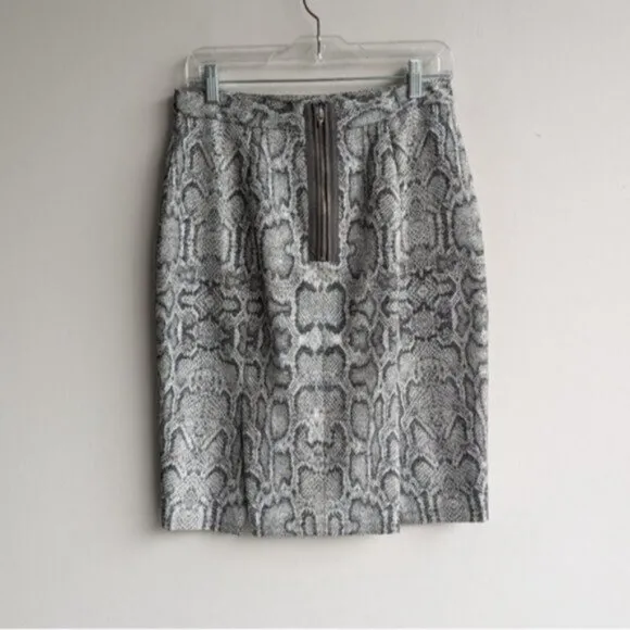 Pink Tartan silver metallic snake print pencil skirt
