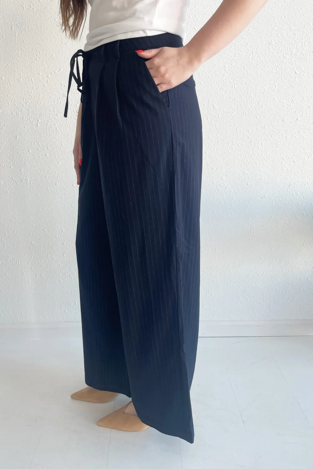 Pinstripe Pleated Tailored Pant