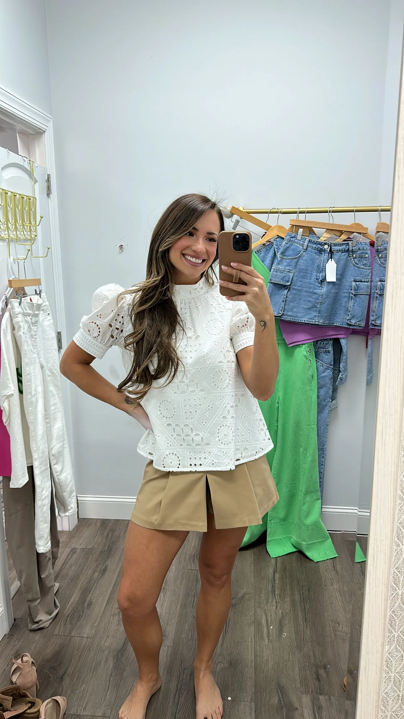 Pleated Mini Skort - Taupe