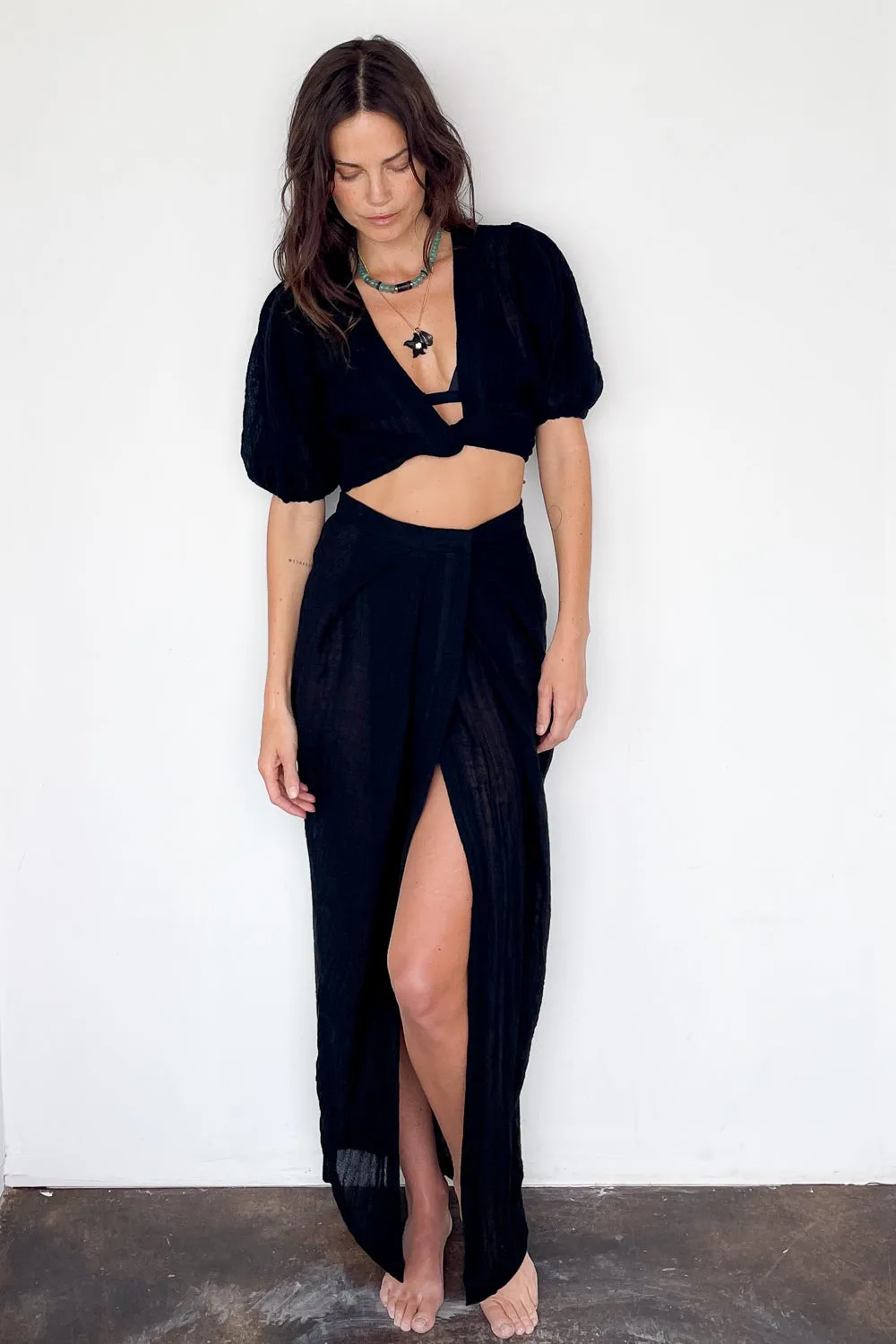 Pleated Sarong Skirt
