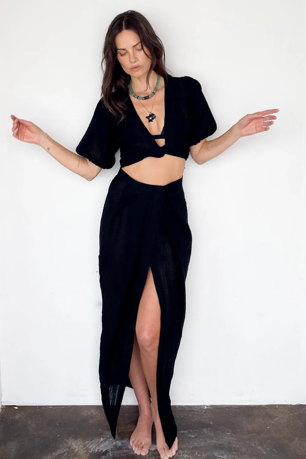 Pleated Sarong Skirt
