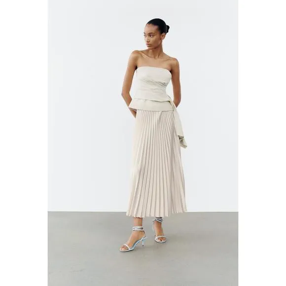 🤍PLEATED SATIN EFFECT SKIRT
