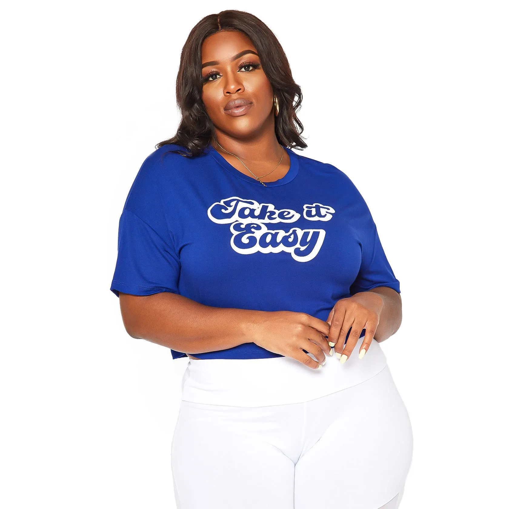 Plus Size Women's Printed Crop Top