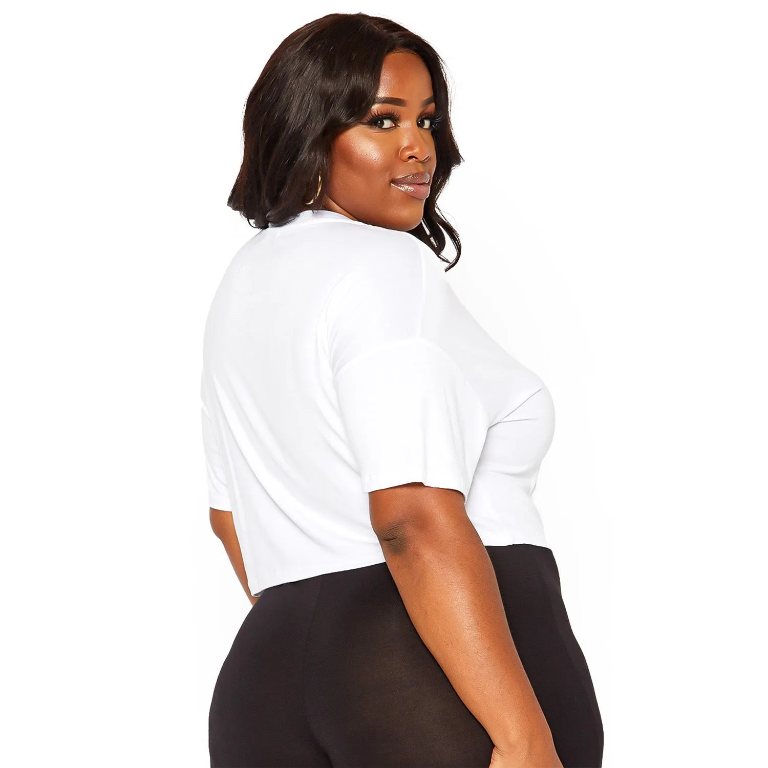 Plus Size Women's Printed Crop Top