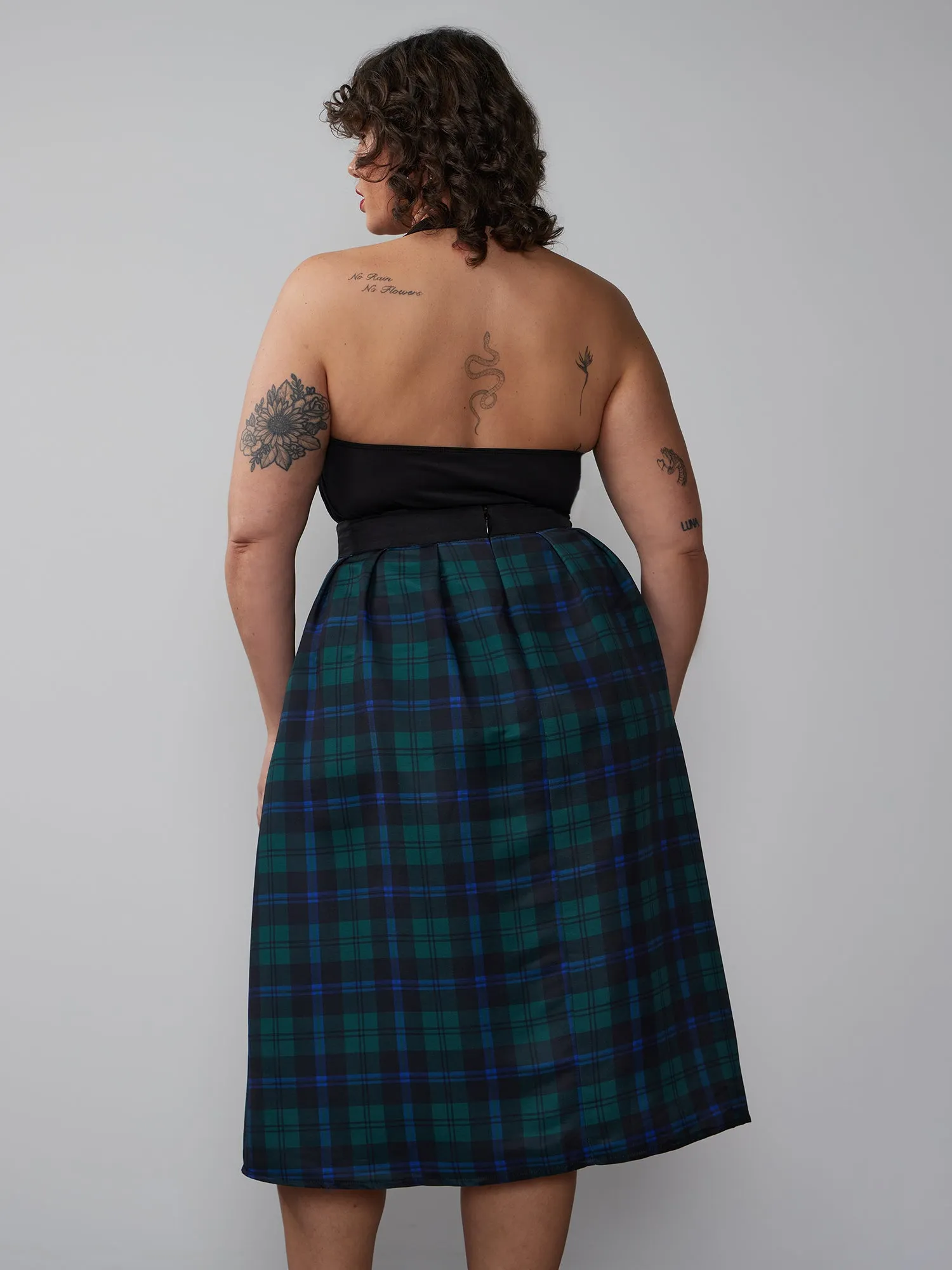 Plus Tartan Midi Skirt