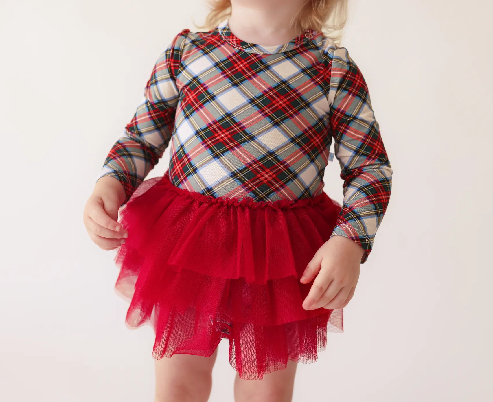 Posh Peanut Long Sleeve Girls Tulle Skirt Bodysuit Dress in Marqui