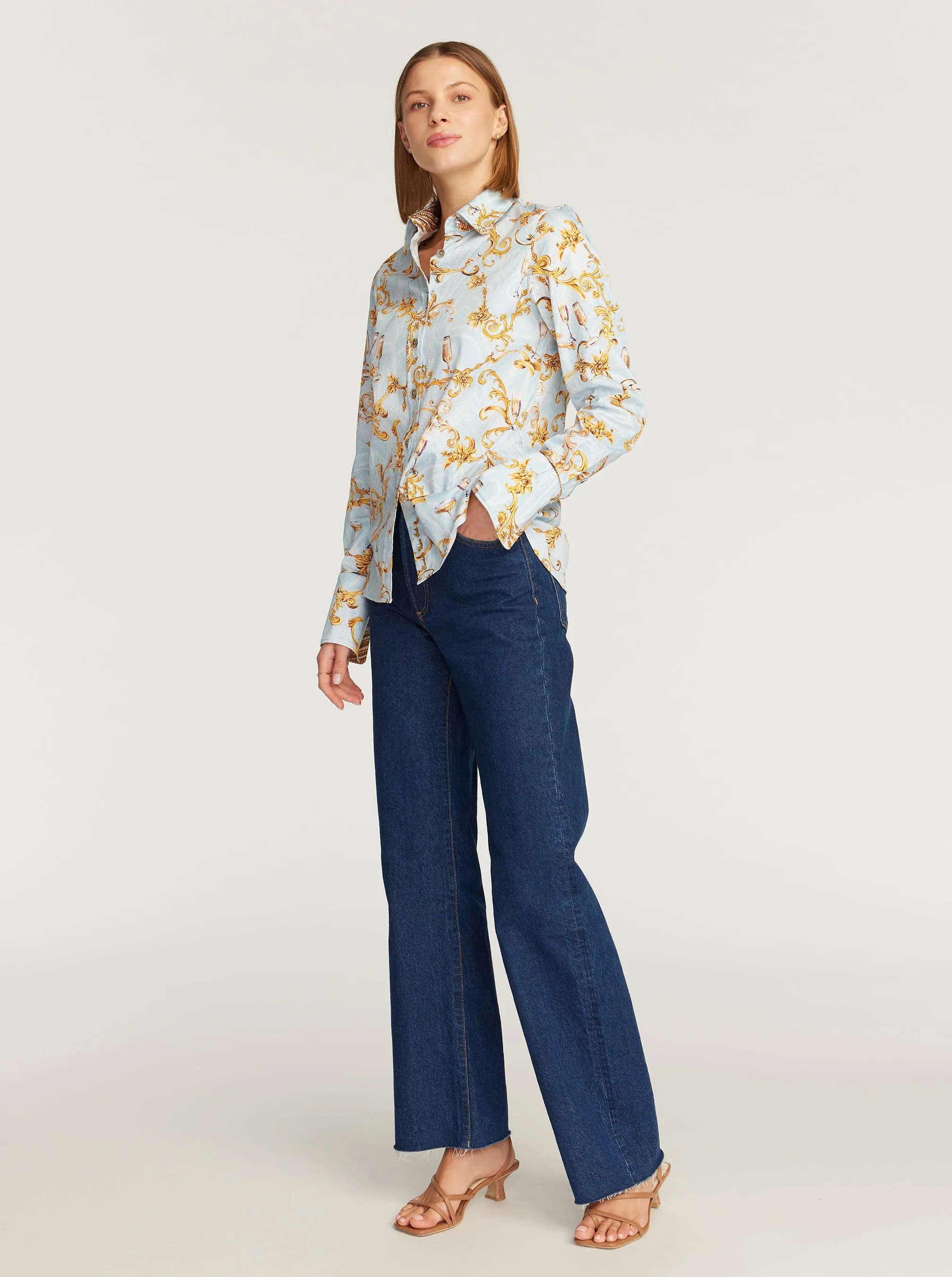 PRISCILLA LONG SLEEVE BUTTON DOWN SHIRT