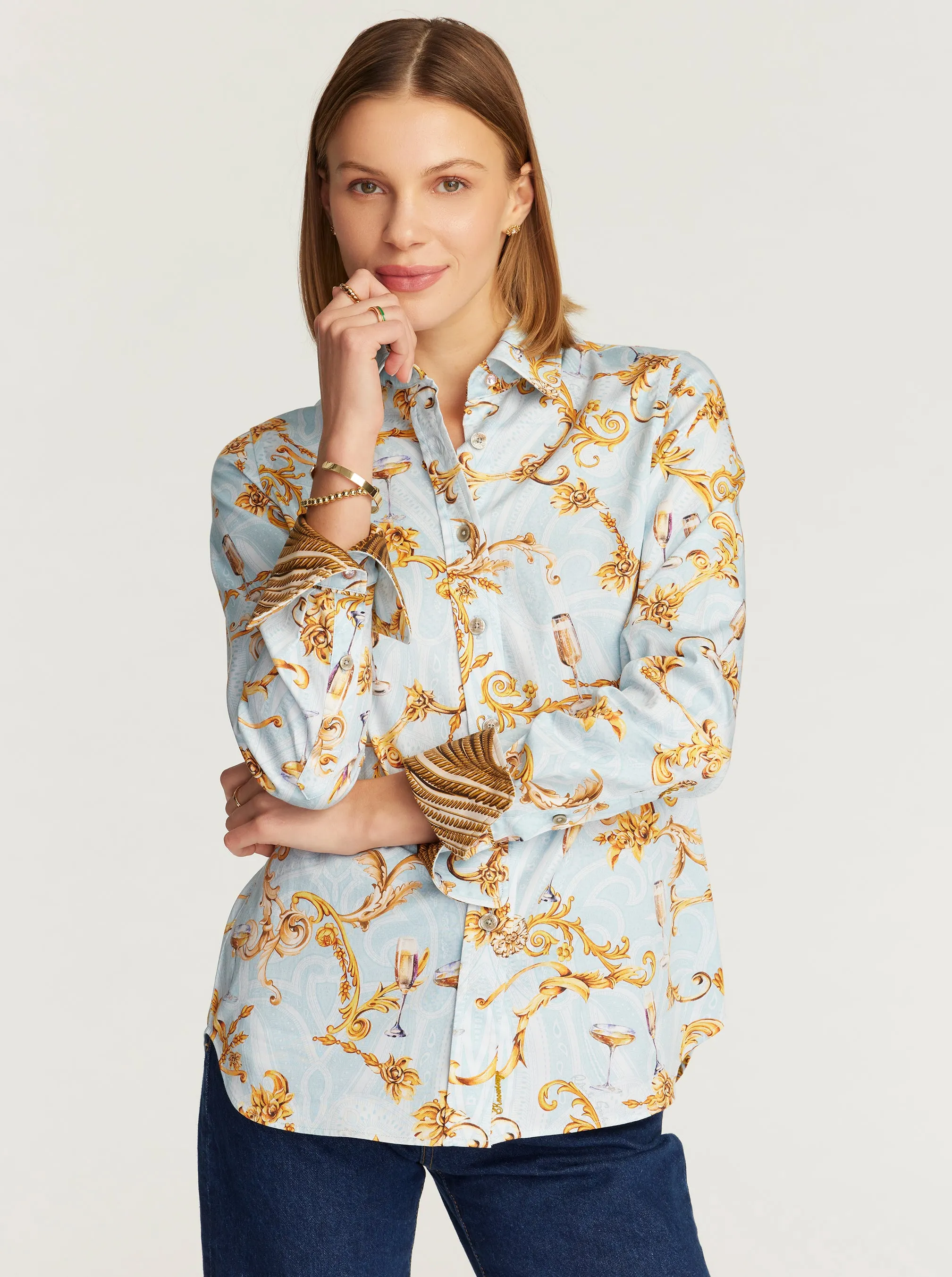PRISCILLA LONG SLEEVE BUTTON DOWN SHIRT
