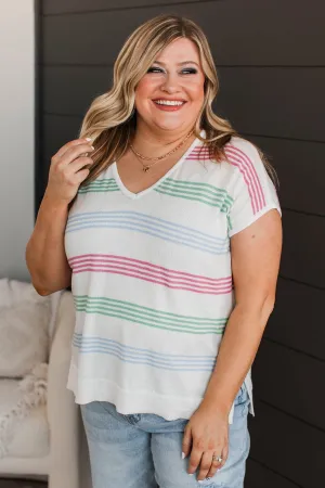 Pure Excellence Striped Knit Top- Ivory