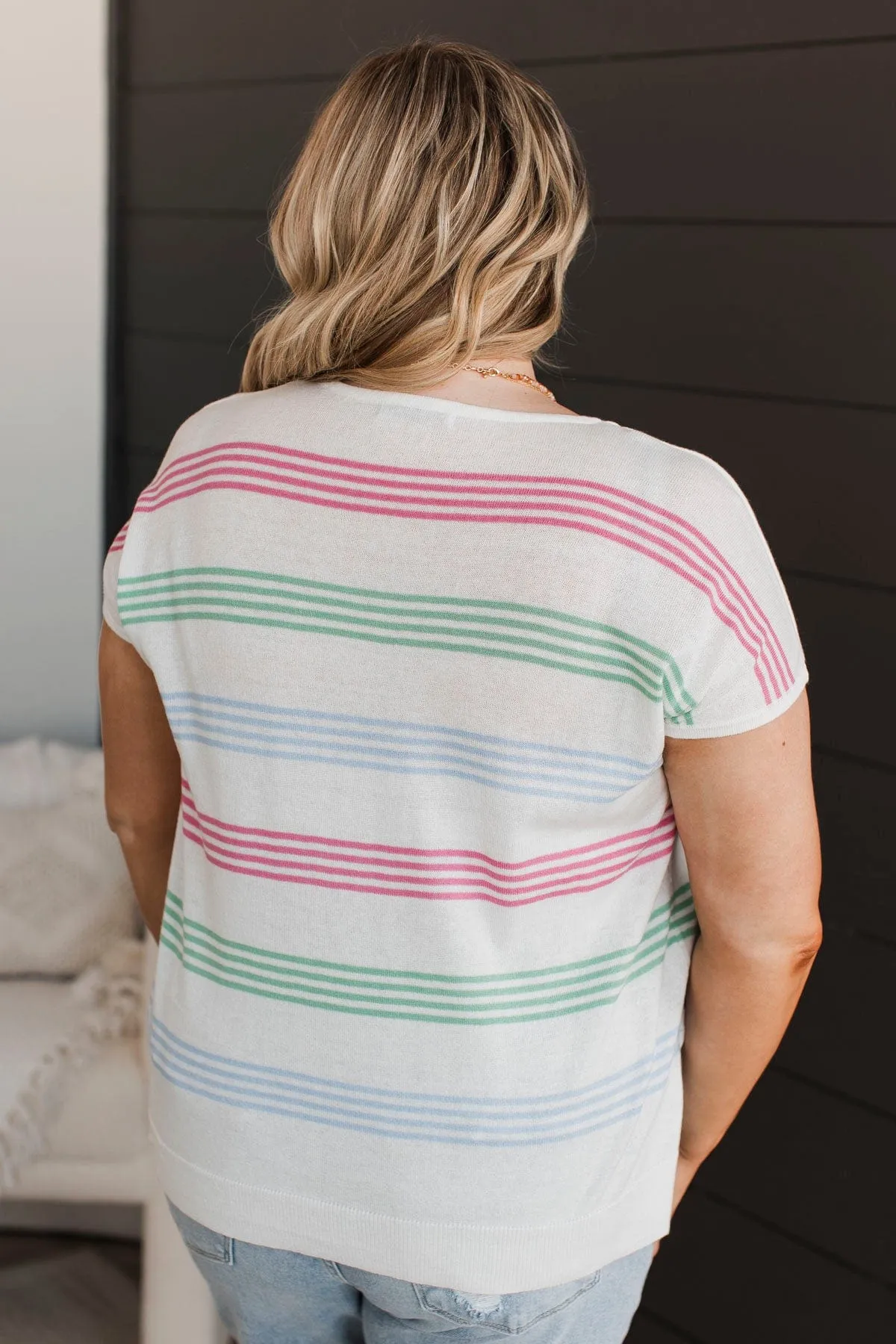 Pure Excellence Striped Knit Top- Ivory