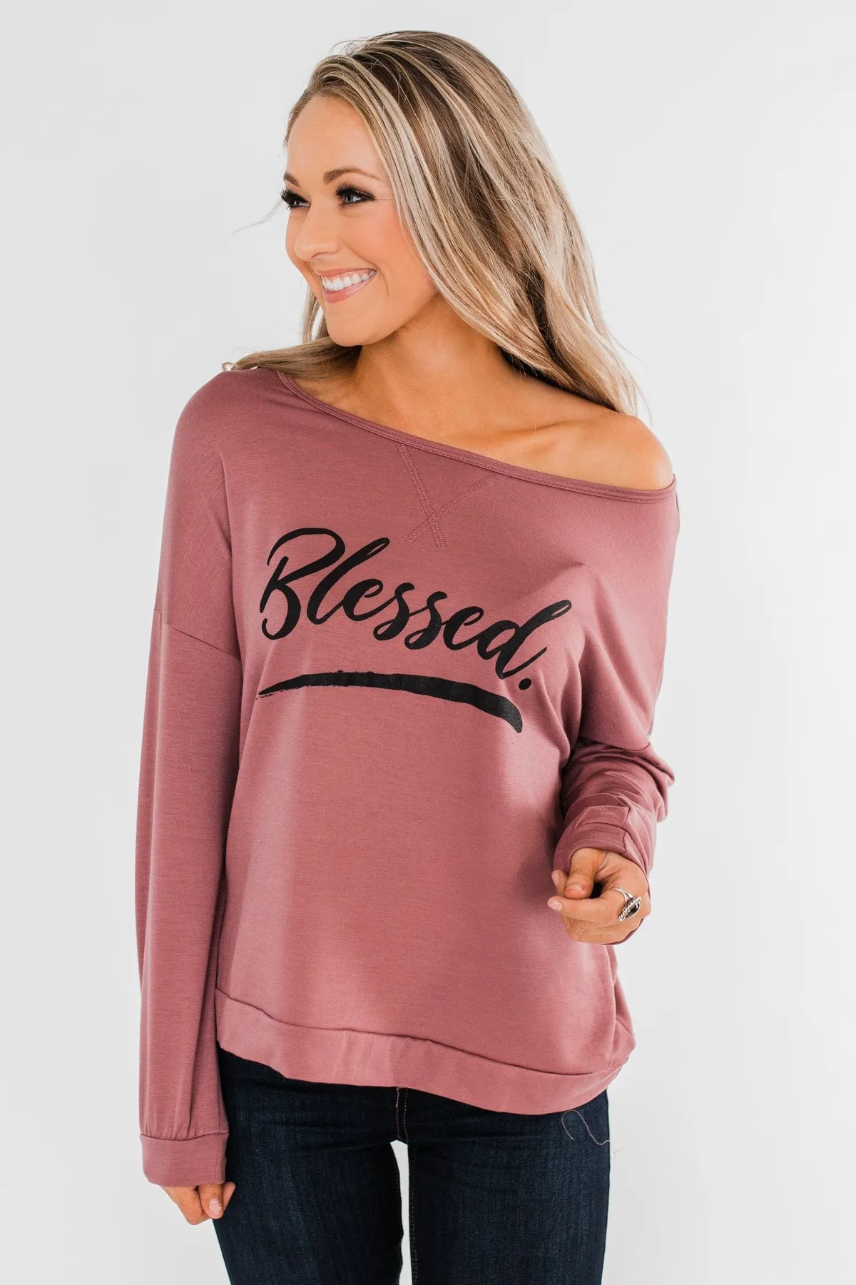 "Blessed" Crewneck Pullover- Clay