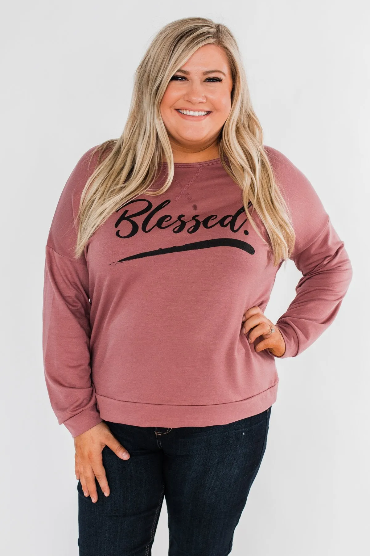 "Blessed" Crewneck Pullover- Clay