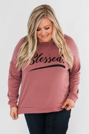 "Blessed" Crewneck Pullover- Clay