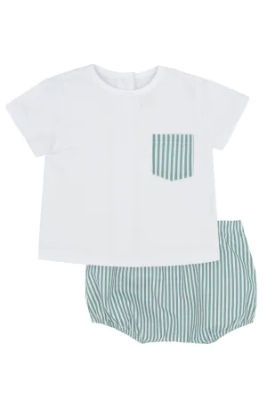 "Perry" Green Stripe T-Shirt & Jam Pants