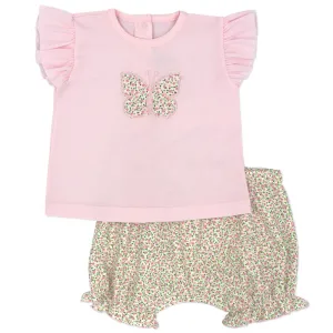Rapife Girls Pink T-shirt & Floral Bloomers Set