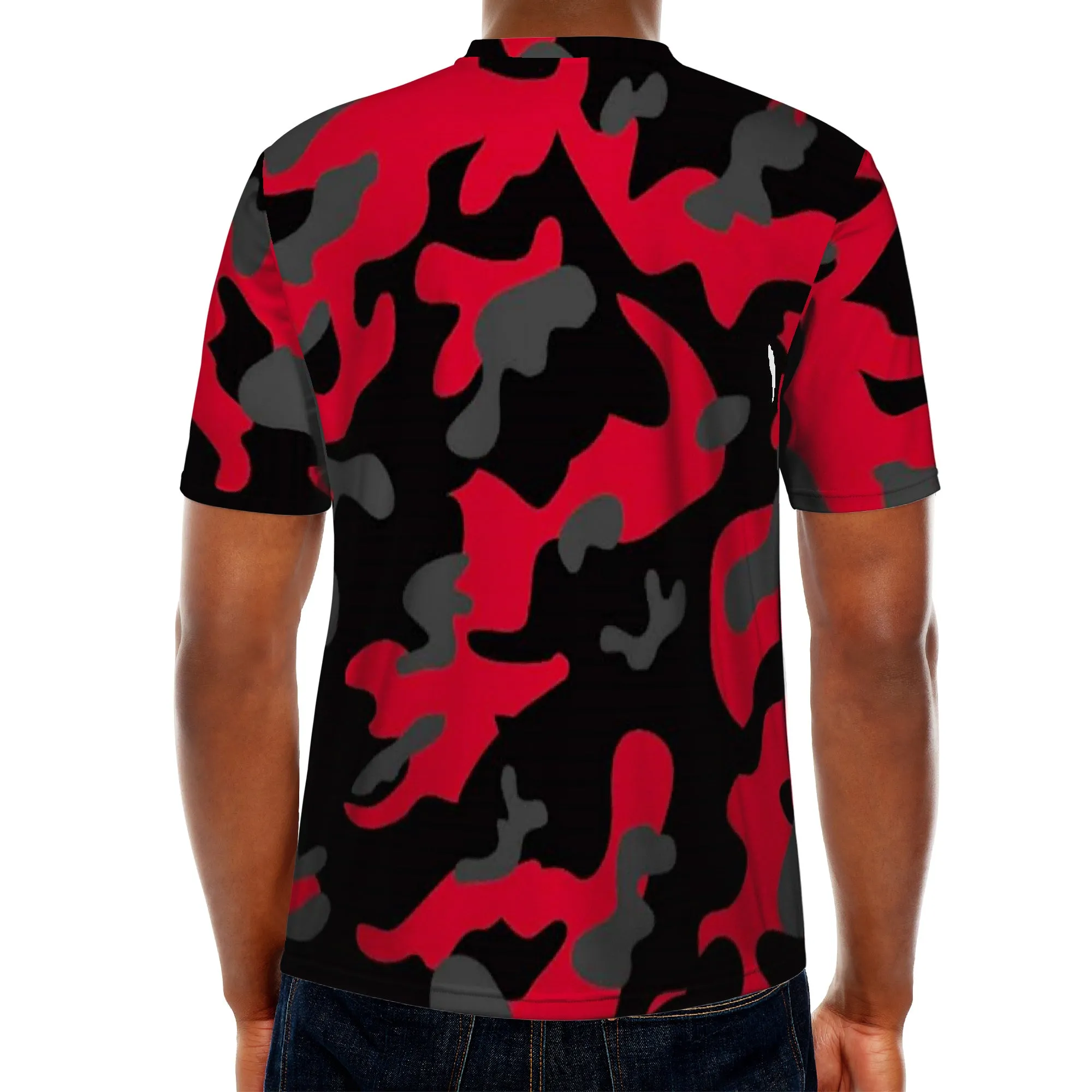 Red Black Grey Camo Men's/Unisex  All Over Print T-Shirt