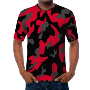 Red Black Grey Camo Men's/Unisex  All Over Print T-Shirt